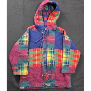 Vintage 80's Kitestrings Kids Patchwork Plaid Hooded Jacket Zip Up Multicolor 5